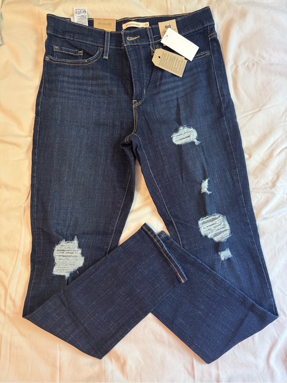Levi's 311 Shaping Skinny Women's Dark Wash Stretch Distressed Jeans Size 8Short